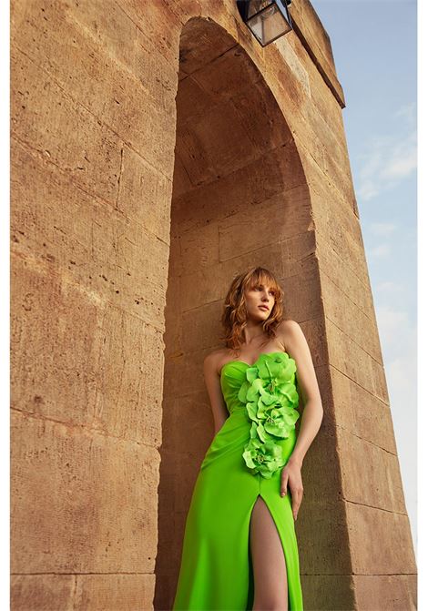 Long dress with flowers on the bodice Maestri MAESTRI | dress | 5026 5026FLIME